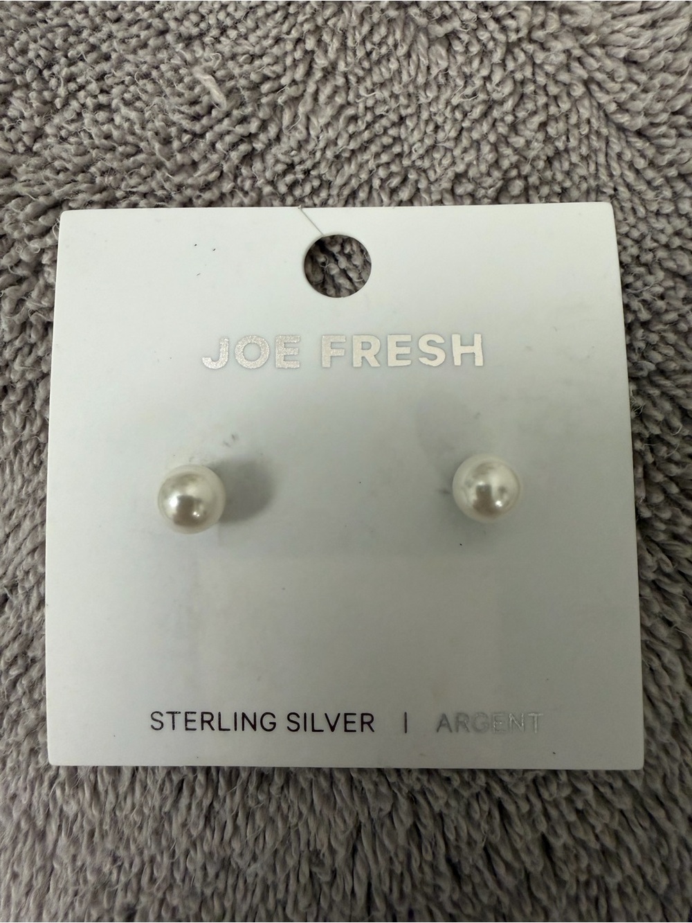 Joe Fresh White  Pearl Stud Earrings STERLING SILVER.costume jewellery -NWT